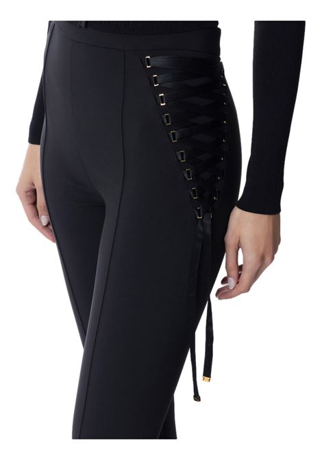 Pantaloni a zampa in crêpe con lacci criss-cross ELISABETTA FRANCHI | Pantaloni | PA08351E2110